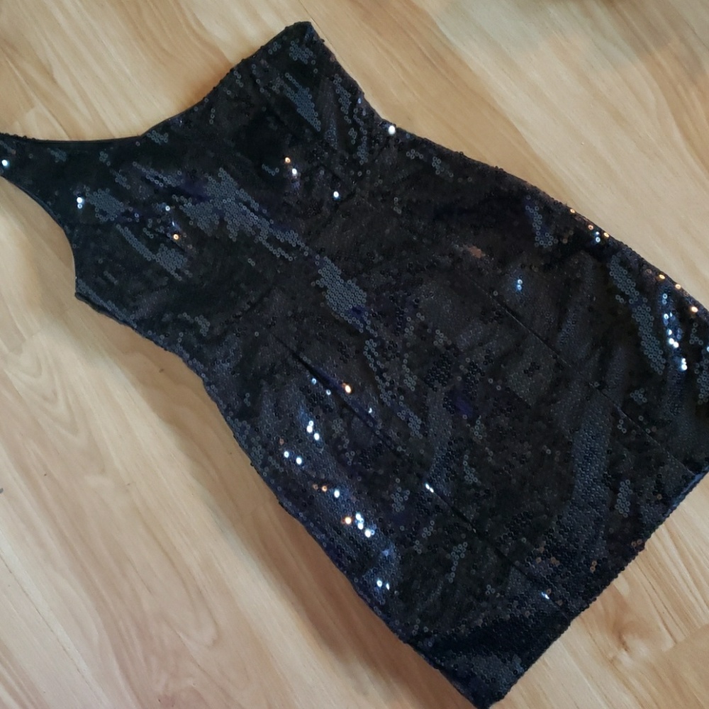 Black Sequin asymmetrical dress
